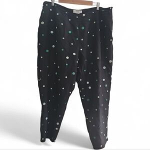 SLB Woman 100% Silk Ankle Pants Plus 20W Black Polka Dot Artsy Creative Workwear